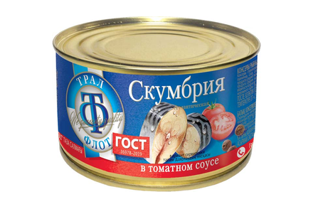 «Трал Флот», скумбрия в томатном соусе, 240 г «Трал Флот», скумбрия в томатном соусе, 240 г