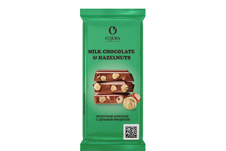 «O'Zera», шоколад молочный с цельным фундуком Milk & Extra Hazelnut, 90 г «O'Zera», шоколад молочный с цельным фундуком Milk & Extra Hazelnut, 90 г