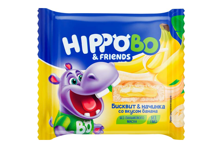 «HIPPO BONDI & FRIENDS», пирожное с начинкой со вкусом банана, 32 г «HIPPO BONDI & FRIENDS», пирожное с начинкой со вкусом банана, 32 г