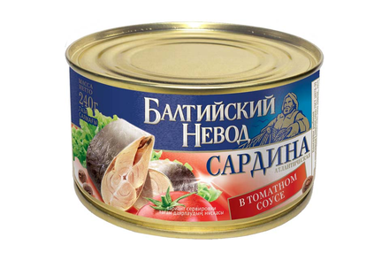 «Балтийский невод», сардина атлантическая в томатном соусе, 240 г «Балтийский невод», сардина атлантическая в томатном соусе, 240 г