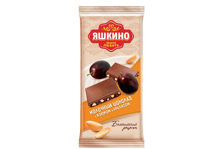 «Яшкино», шоколад молочный с изюмом и арахисом, 85 г
