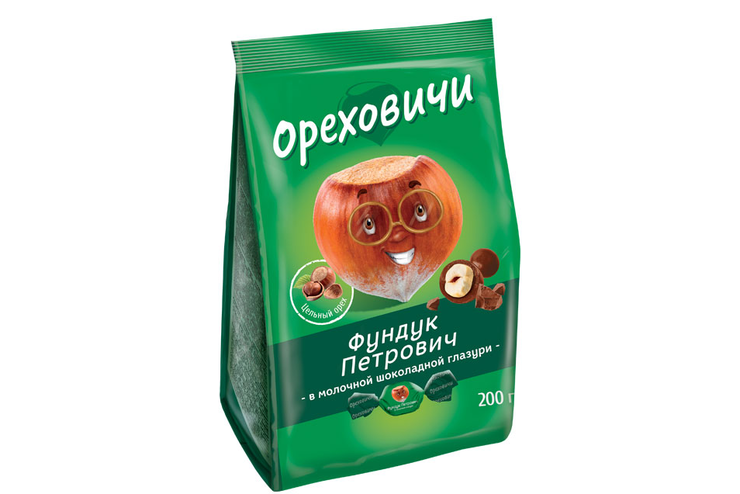 «Ореховичи», конфета «Фундук Петрович» в молочной шоколадной глазури, 200 г