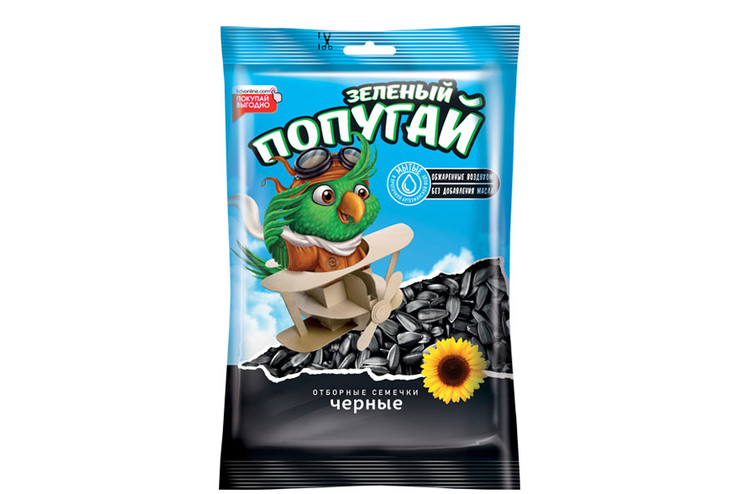 «Зелёный попугай», семечки отборные, черные, высший сорт, 100 г