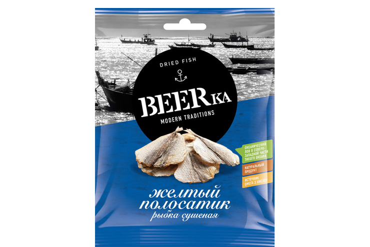 «Beerka», жёлтый полосатик сушёно-вяленый, 40 г