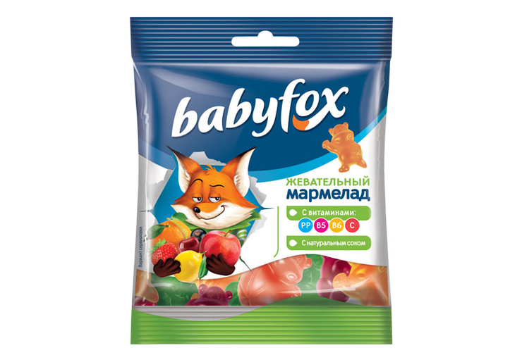 «BabyFox», мармелад жевательный с соком ягод и фруктов, 30 г