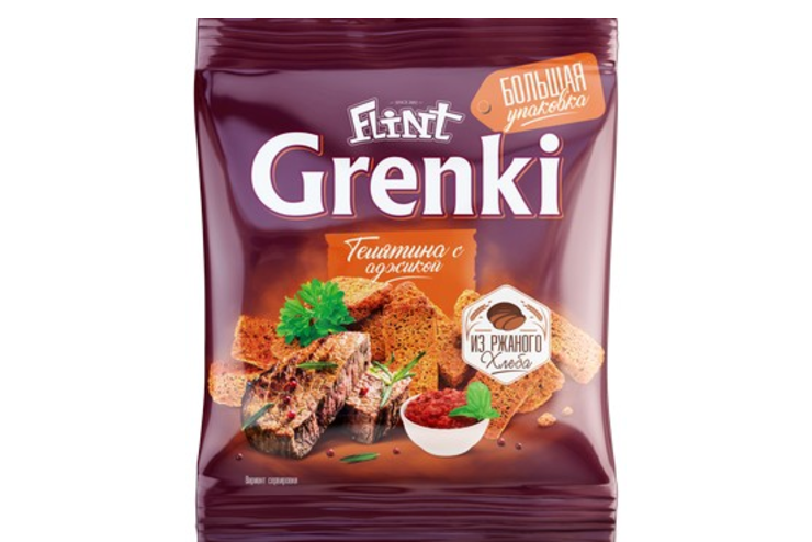 «Flint», гренки со вкусом телятины с аджикой, 130 г «Flint», гренки со вкусом телятины с аджикой, 130 г