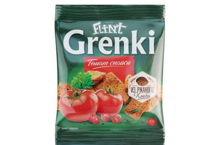 «Flint», гренки со вкусом томата спайси, 80 г