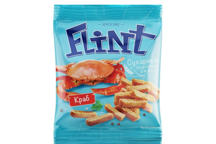 «Flint», сухарики со вкусом краба, 80 г