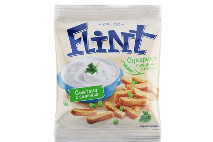 «Flint», сухарики со вкусом сметаны с зеленью, 80 г