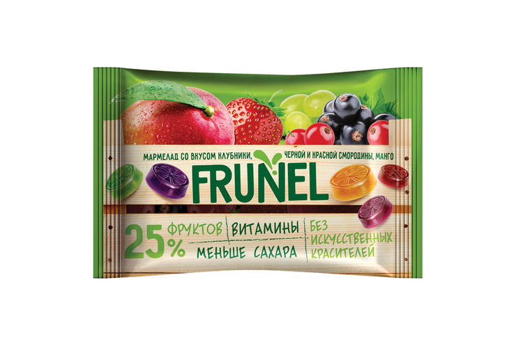 «Frunel», мармелад со вкусом клубники, чёрной и красной смородины, манго, винограда, 40 г «Frunel», мармелад со вкусом клубники, чёрной и красной смородины, манго, винограда, 40 г