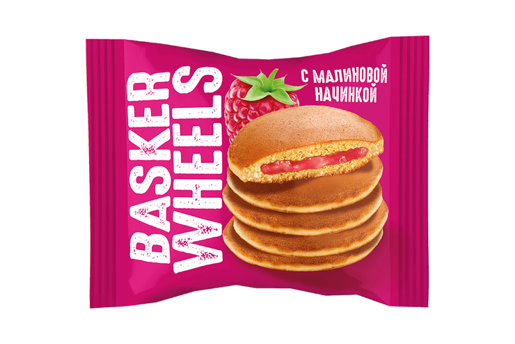 «Basker Wheels», панкейк с желейной начинкой со вкусом малины, 36 г