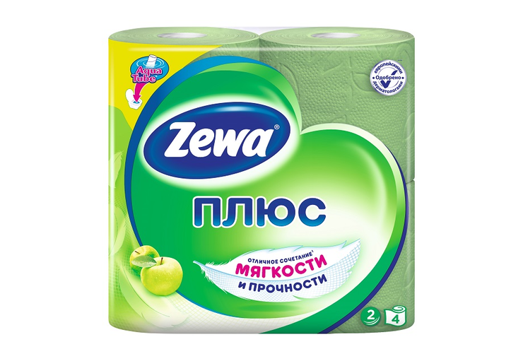 Туалетная бумага двухслойная «Zewa» Плюс, Яблоко Туалетная бумага двухслойная «Zewa» Плюс, Яблоко