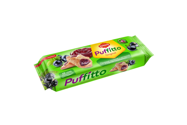 «Puffitto original», печенье слоеное c начинкой «Черная смородина», 125 г