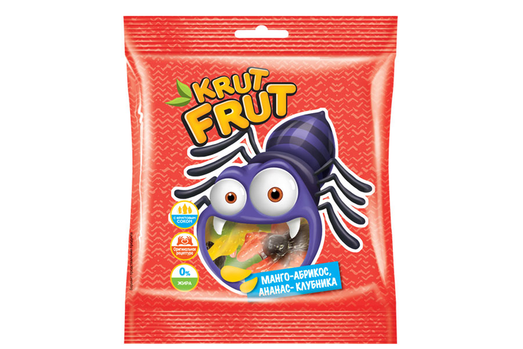 «KrutFrut», мармелад жевательный в форме разноцветных паучков, 100 г