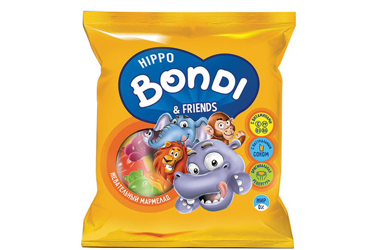«HIPPO BONDI & FRIENDS», мармелад жевательный с соком ягод и фруктов, 70 г «HIPPO BONDI & FRIENDS», мармелад жевательный с соком ягод и фруктов, 70 г