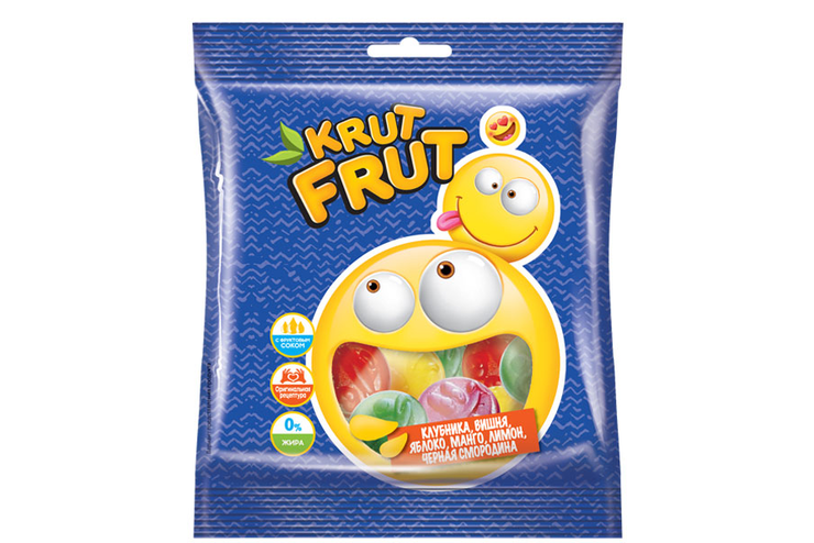 «KrutFrut», мармелад жевательный  в форме смайликов, 70 г
