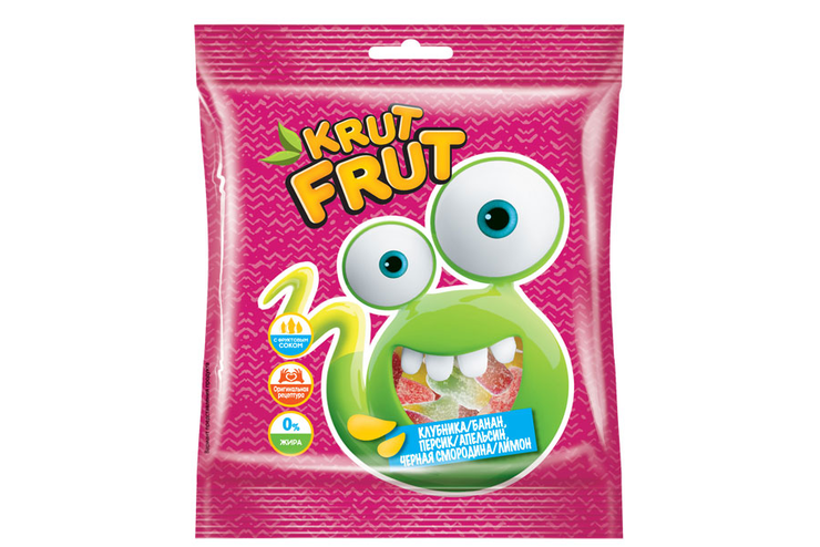 «KrutFrut», мармелад жевательный в форме забавных змеек в посыпке с легкой кислинкой, 70 г
