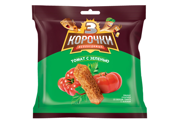 «3 Корочки», сухарики со вкусом томата и зелени, 40 г