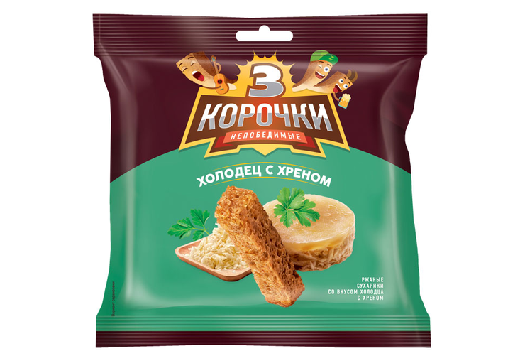 «3 Корочки», сухарики со вкусом холодца с хреном, 40 г