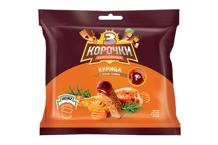 «3 Корочки», сухарики со вкусом курицы и соусом терияки, 85 г «3 Корочки», сухарики со вкусом курицы и соусом терияки, 85 г