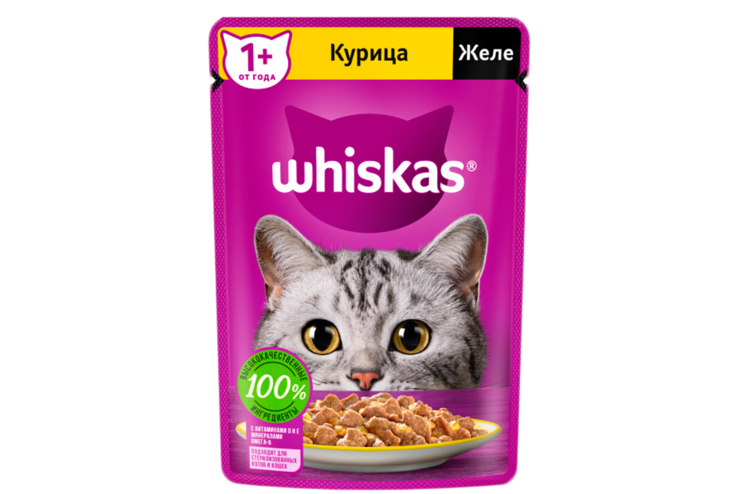 Влажный корм для кошек «Whiskas» желе с курицей, 75 г
