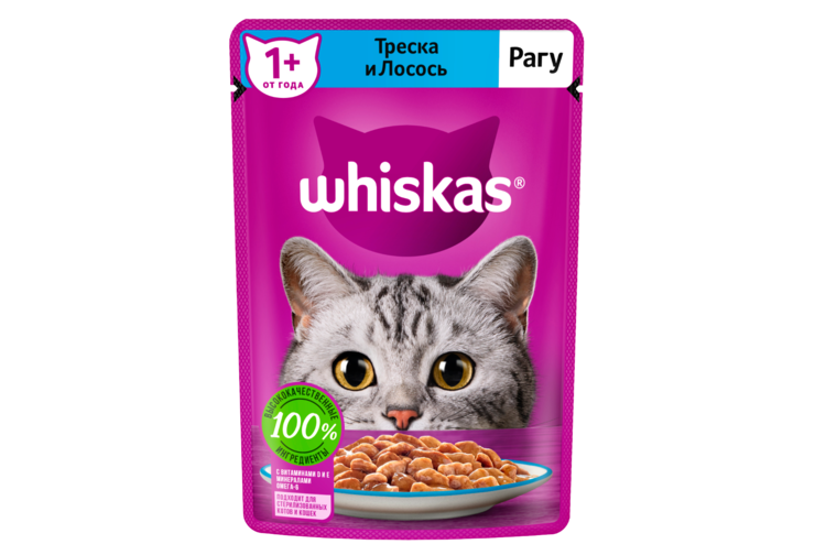 Влажный корм для кошек «Whiskas» рагу с лососем, 85 г