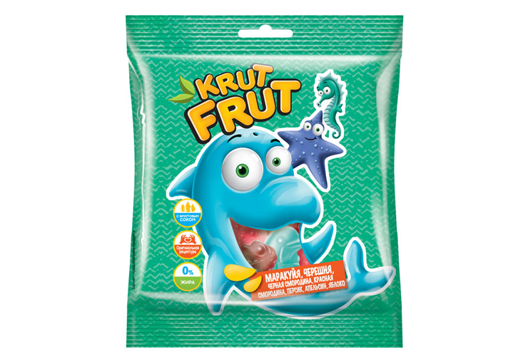 «KrutFrut», мармелад жевательный в форме обитателей подводного мира, 70 г