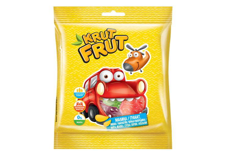 «KrutFrut», мармелад жевательный в форме машинок, 30 г