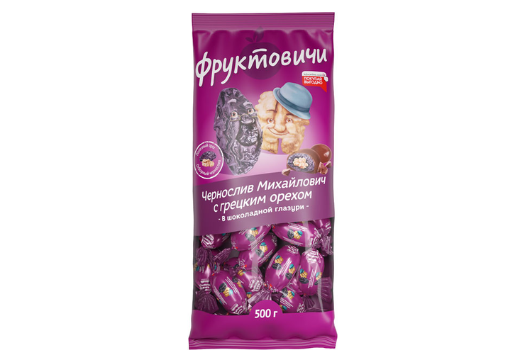 «Фруктовичи», конфета «Чернослив Михайлович» с грецким орехом в шоколадной глазури (упаковка 0,5 кг) «Фруктовичи», конфета «Чернослив Михайлович» с грецким орехом в шоколадной глазури (упаковка 0,5 кг)