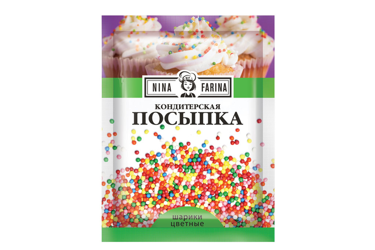 «Nina Farina», кондитерская посыпка «Цветные шарики», 15 г