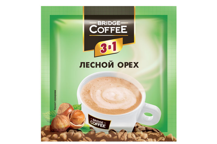 «Bridge Coffee», напиток кофейный 3 в 1 с ароматом лесного ореха, 20 г