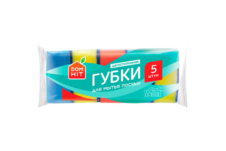 «DOMHIT», губки для мытья посуды Максима, 5 шт, 30 г