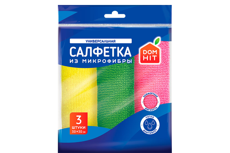 «DOMHIT», салфетка из микрофибры, 3шт, 60 г
