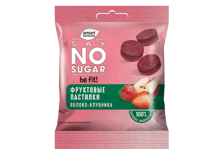 «Smart Formula», say no to sugar Фруктовые пастилки «Яблоко – клубника», 30 г «Smart Formula», say no to sugar Фруктовые пастилки «Яблоко – клубника», 30 г