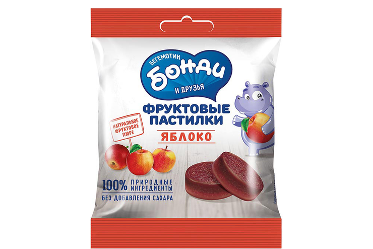 «HIPPO BONDI & FRIENDS», фруктовые пастилки «Яблоко», 30 г