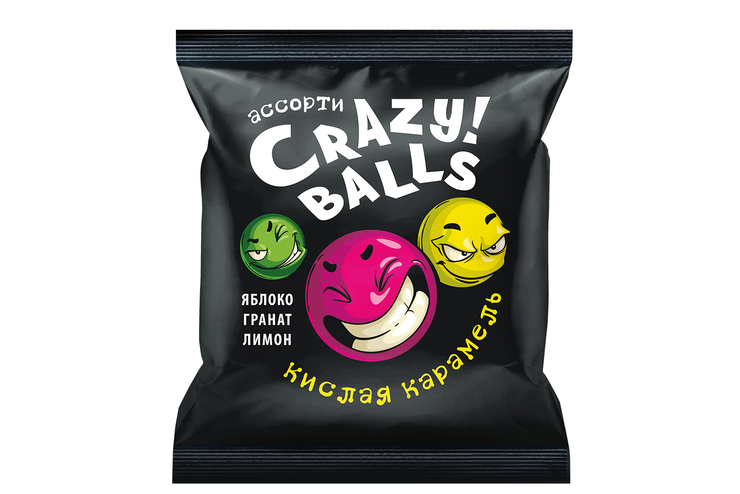 Карамель кислая  Crazy Balls, 90 г