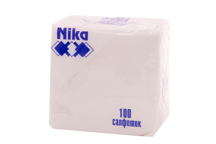 Салфетки Nika однослойные белые, 100 шт, 900 г
