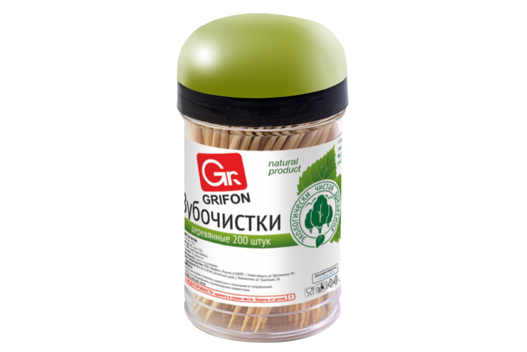 Зубочистки «GRIFON» деревянные, 200 шт
