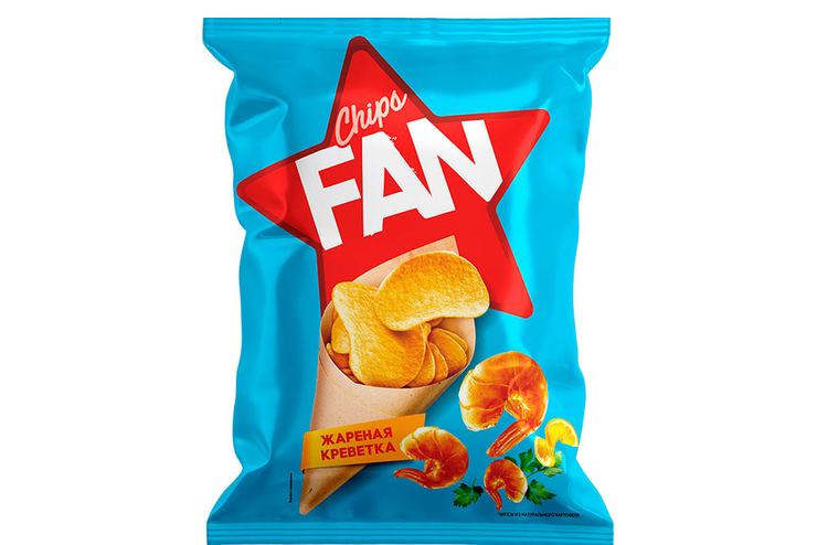«Fan», чипсы со вкусом жареной креветки, 250 г