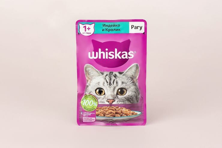 Влажный корм для кошек «Whiskas» рагу с индейкой и кроликом, 75 г