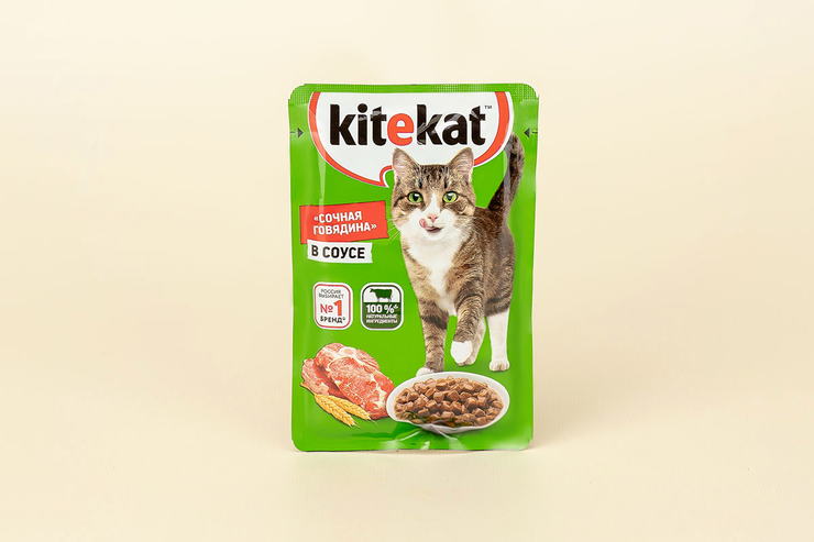 Влажный корм для кошек «Kitekat» «Сочная говядина» в соусе, 85 г
