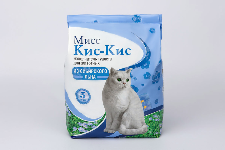 Наполнитель для туалета «Мисс Кис-кис» из сибирского льна, 5 л