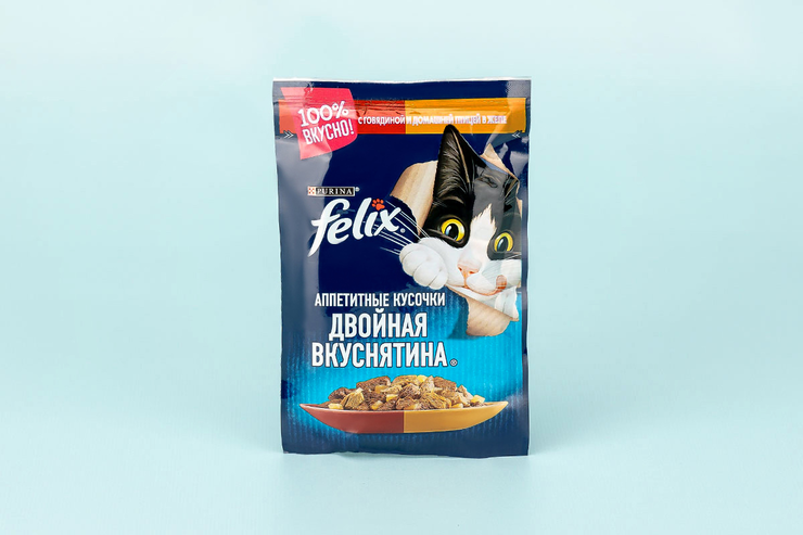 Влажный корм для кошек «Felix» Говядина и птица, 85 г