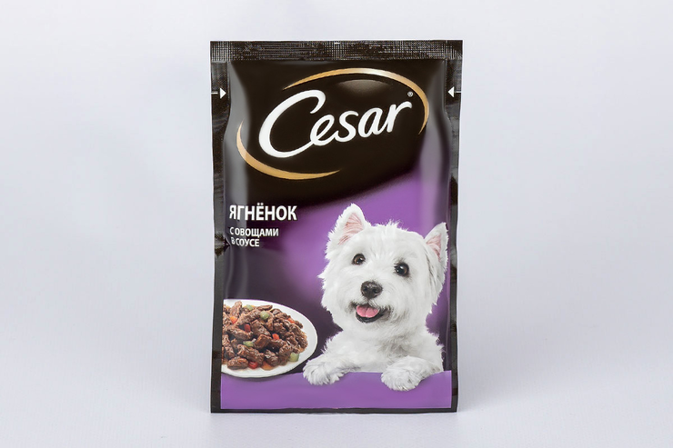 Влажный корм «Cesar» для взрослых собак, с ягненком и овощами в соусе, 85 г