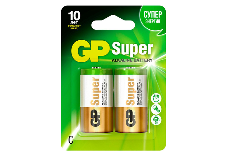 Алкалиновые бат. GP Super Alkaline C - 2 шт