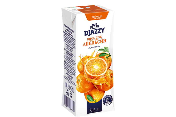 «Djazzy», сок «Апельсин с мякотью», 0.2л «Djazzy», сок «Апельсин с мякотью», 0.2л