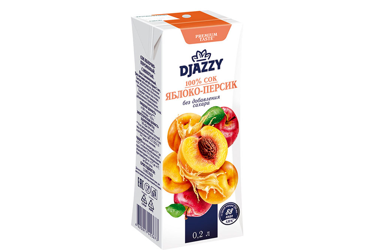 «Djazzy», сок «Яблоко – персик», 0.2л