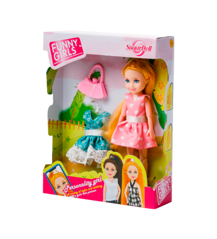 Игровой набор: шарнирная кукла (15 см), наряды и сумочка
