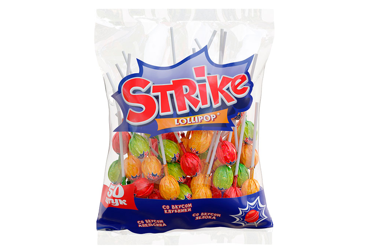 «Strike», карамель на палочке ассорти, 565 г