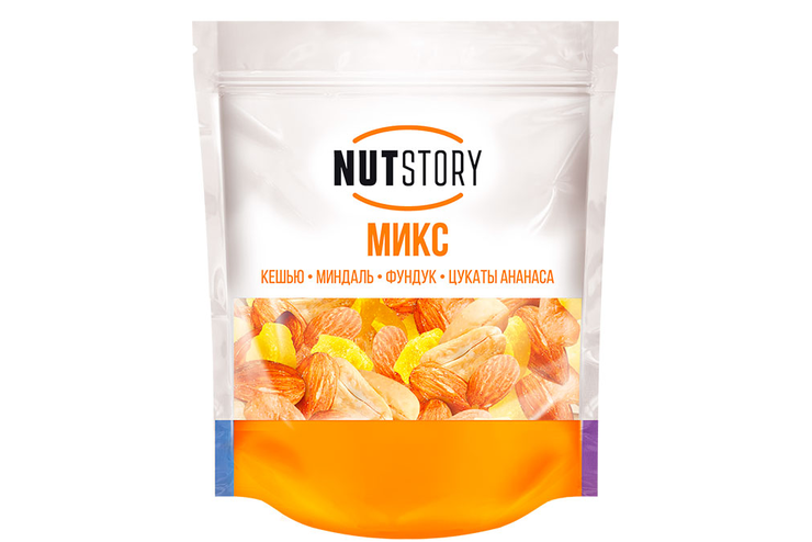 «NutStory», микс из кешью, миндаль, фундук, цукаты ананаса, 150 г